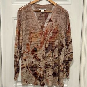 Coldwater Creek long-sleeve Lightweight cardigan Sweater, V-neck, Plus Sz 1X